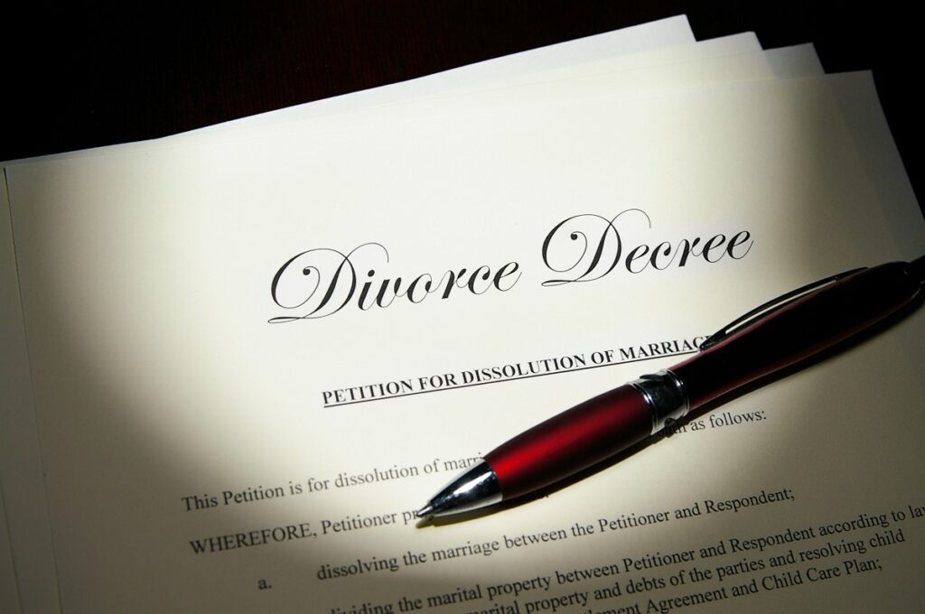 divorce paper with pen